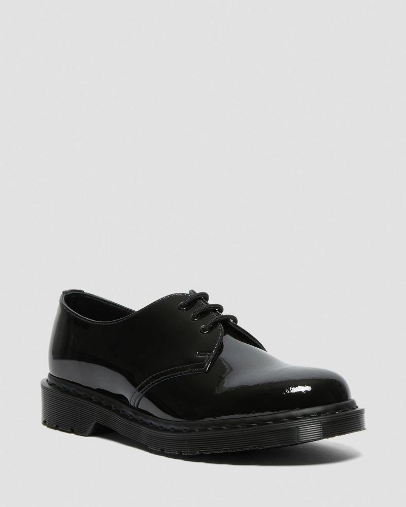 Dr Martens 1461 Made in England Mono Lak Læder Oxford Sko Dame Sort | DK 355CTV